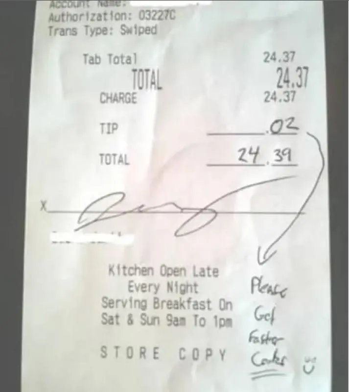 Notes On Restaurant Receipts That Will Make You Lose Your Appetite