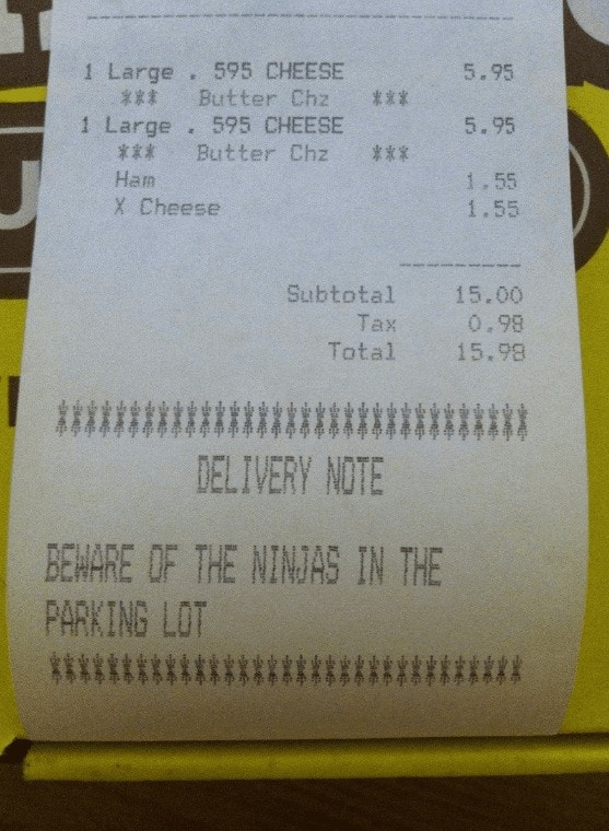 Notes On Restaurant Receipts That Will Make You Lose Your Appetite