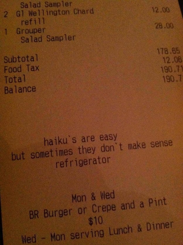 Notes On Restaurant Receipts That Will Make You Lose Your Appetite