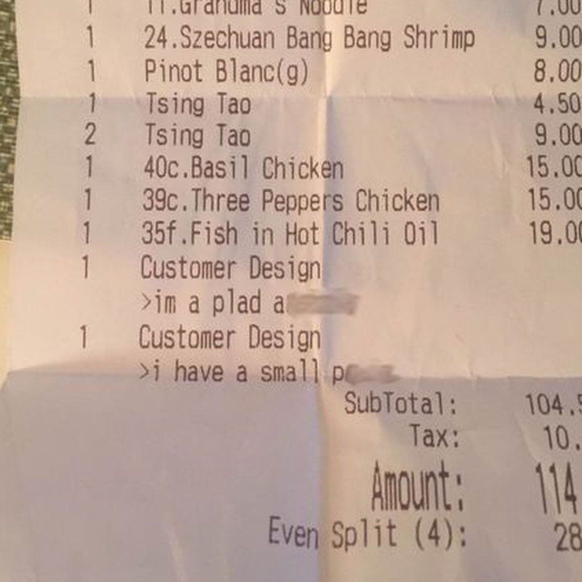 Notes On Restaurant Receipts That Will Make You Lose Your Appetite ...